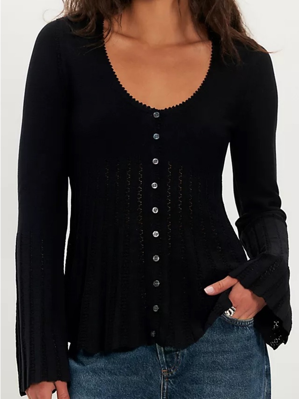 moving sale 💕 - NWT free people black babydoll cardigan size small